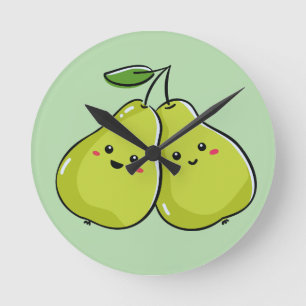 Schönes Twin Pear Kinderzimmer Runde Wanduhr