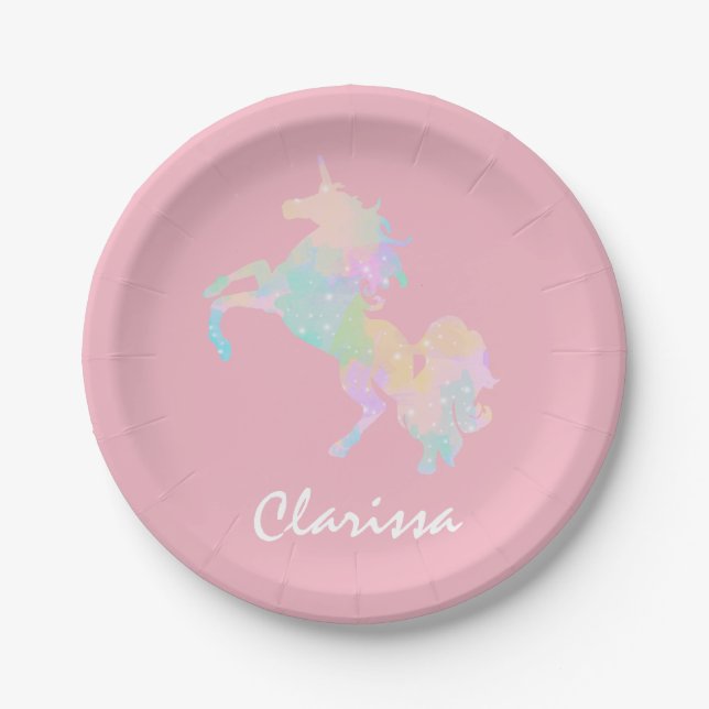 Schönes und buntes Einhorn Pappteller (Vorderseite)