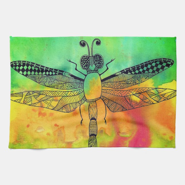 Schönes und farbenfrohes Dragonfly Küchentuch (Horizontal)
