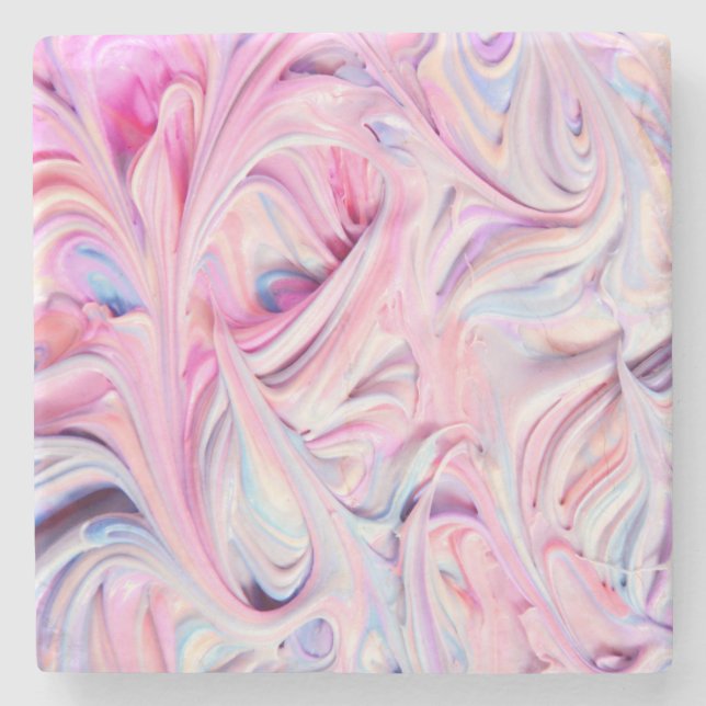Schönes und farbenfrohes, flüssiges Marshmallow Steinuntersetzer (Vorderseite)