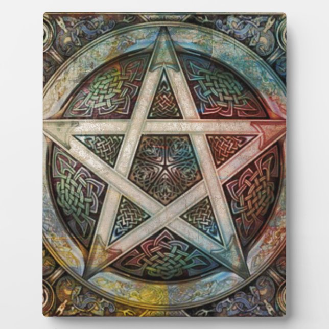 Schönes und farbenfrohes Pagan-Pentagramm Fotoplatte (Vorderseite)