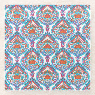 Schönes und farbenfrohes Verziertes Paisley-Muster Glasuntersetzer