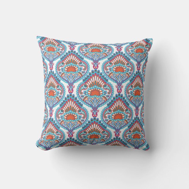 Schönes und farbenfrohes Verziertes Paisley-Muster Kissen (Vorderseite)