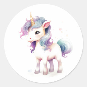 Schönes und majestätisches Einhorn Runder Aufkleber
