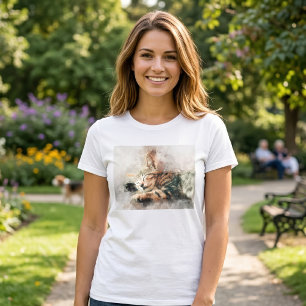Schönes und niedliches Kätzchen, das eine Wasserfa T-Shirt