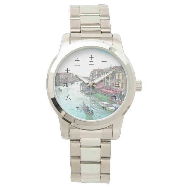 Schönes Venedig Italien mit chinesischen Zahlen Armbanduhr (Vorderseite)