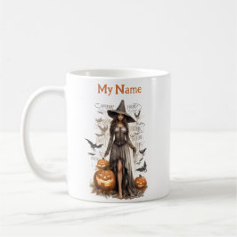 Schönes verzaubertes Mädchen: Halloween-Hexenmeist Kaffeetasse