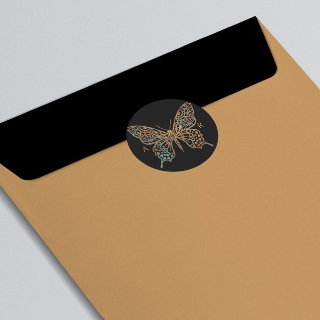 Schönes Verziertes Dekorationslogo Schwarz Runder Aufkleber (Von Creator hochgeladen)