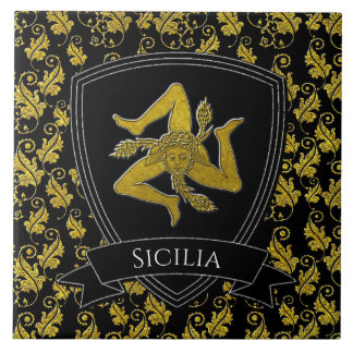 Schönes Verziertes Sicilian Trinacria Fliese