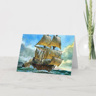 Schönes Viermaster-Schiff Druck Karte