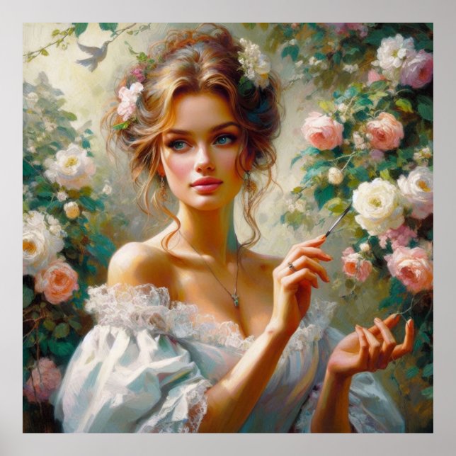 Schönes Viktorianisch mit Rose Poster (Vorne)