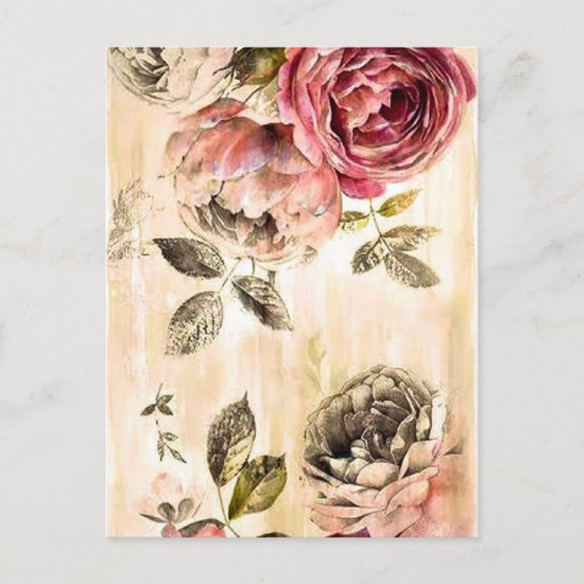Schönes Viktorianisches Blumengemälde Postkarte (Vorderseite)
