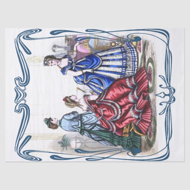 Schönes viktorianisches Mode-Damen decoupage Seidenpapier (Vorderseite)