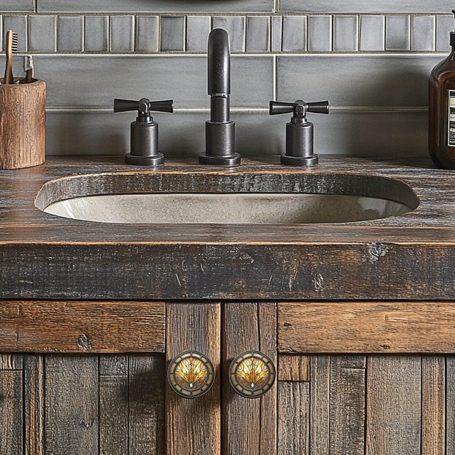 Schönes Vintages Art Deco Glasfenster Keramikknauf (Von Creator hochgeladen)