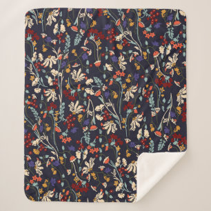 Schönes Vintages Blumenmuster in vielen Varianten Sherpadecke