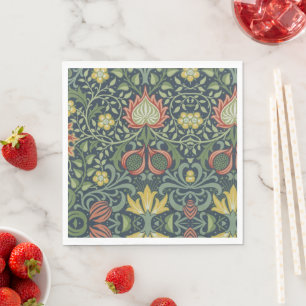 Schönes Vintages Blumenmuster Rosa Gelb Grün Serviette