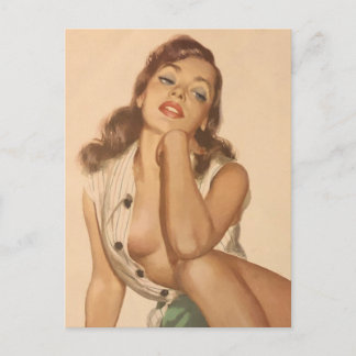 Schönes Vintages Button Up Girl Postcard Postkarte