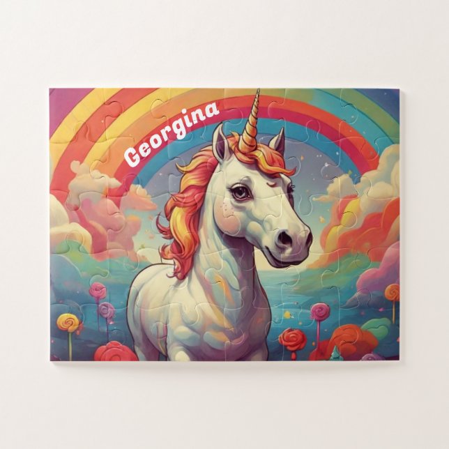 Schönes Vintages Einhorn Personalisiert (Horizontal)