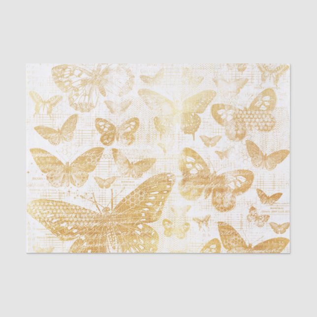 schönes Vintages Gold, Schmetterlingsmuster, Gold Seidenpapier (Vorderseite)