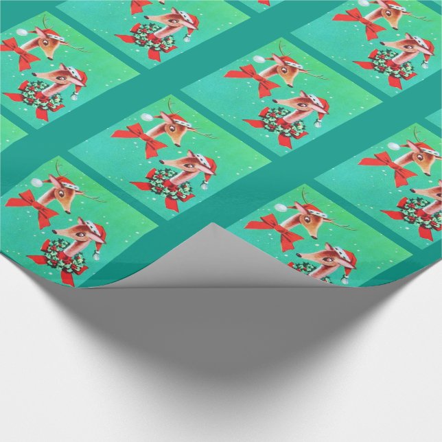 Schönes Vintages Mitte- des Jahrhundertsren Geschenkpapier (Ecke)