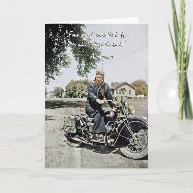Schönes Vintages Motorradfoto Karte (Vorderseite)
