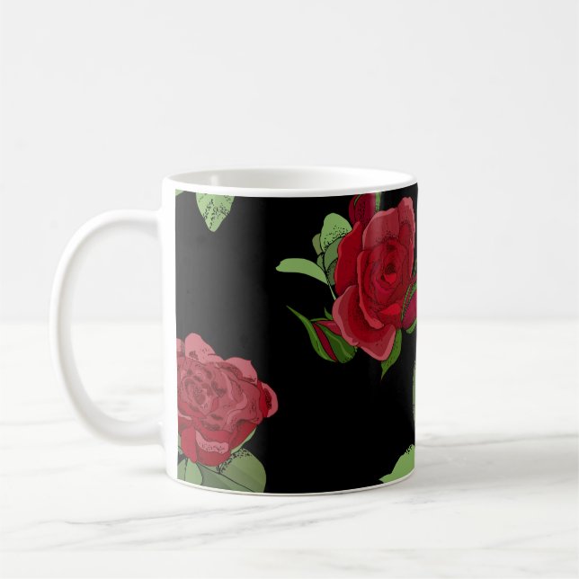 Schönes, Vintages, nahtloses Blumenmuster mit rosa Kaffeetasse (Links)