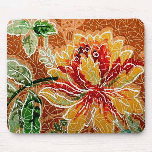 Schönes, Vintages Rot-Gelb-Tapete Mousepad (Vorne)