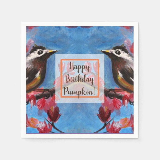 Schönes Vogelfrühlingsgemälde Serviette (Vorderseite)