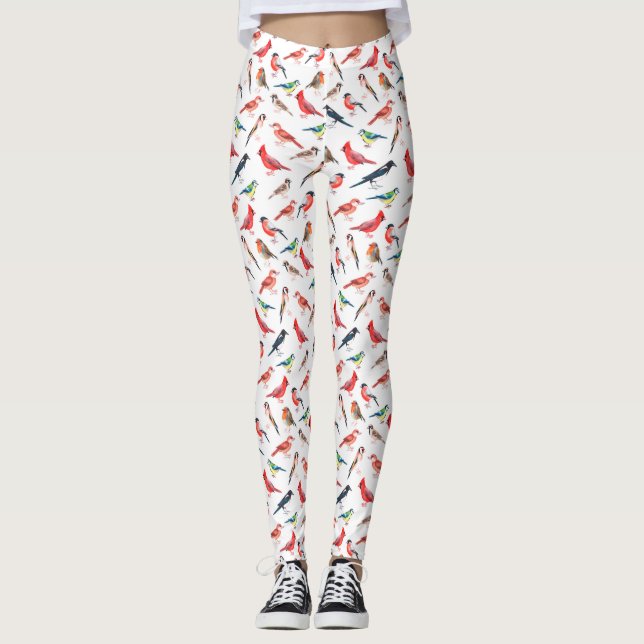 Schönes Vogelmuster Leggings (Vorderseite)