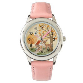 Schönes Waldland Hirschlandschaft Zuhause Kids Armbanduhr