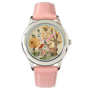 Schönes Waldland Hirschlandschaft Zuhause Kids Armbanduhr