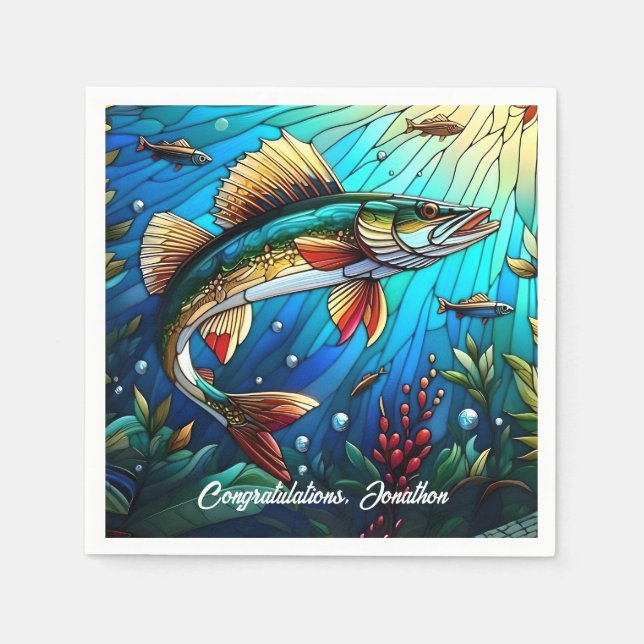 Schönes Walleye Pike am See Serviette (Vorderseite)