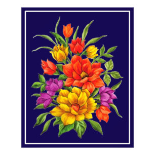 Schönes Wasserfarben-Blumenbouquet-34123 Fotodruck