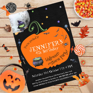 Schönes WasserfarbenHalloween Kids Kostüm Party Einladung
