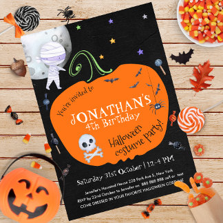 Schönes WasserfarbenHalloween Kids Kostüm Party Einladung