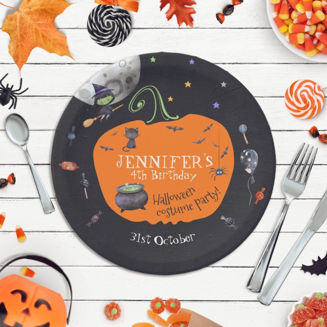 Schönes WasserfarbenHalloween Kids Kostüm Party Pappteller (Von Creator hochgeladen)