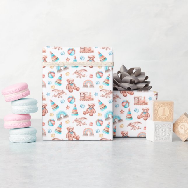 Schönes Watercolor Baby Duschpapier Geschenkpapier (Babyparty)