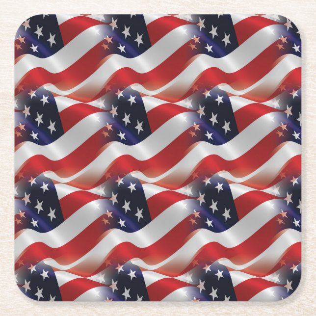 Schönes Wave American Flag Untersetzer Set (Vorderseite)