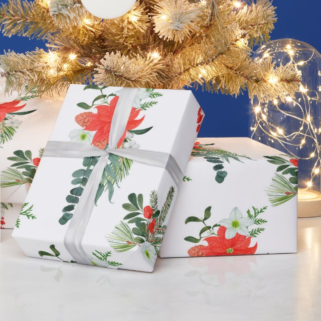 Schönes Weihnachts-Blumenmuster-Papier Geschenkpapier (Feiertage)