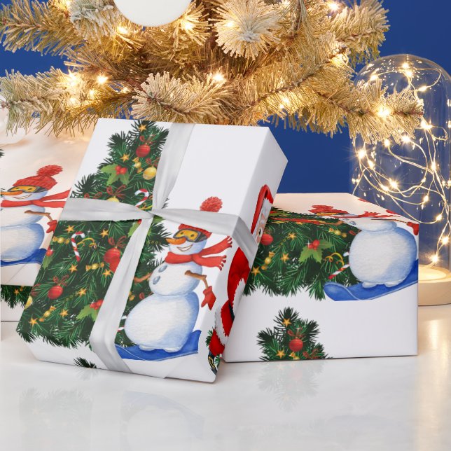Schönes Weihnachts- und Schneemann-Muster Geschenkpapier (Feiertage)