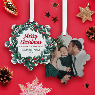 Schönes Weihnachtsfest Frohe Weihnachtsfeier Foto Ornament Karte