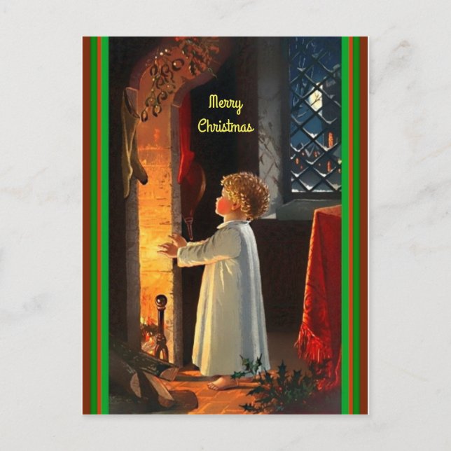 Schönes Weihnachtskind in Feuerlicht Glühen Postkarte (Vorderseite)