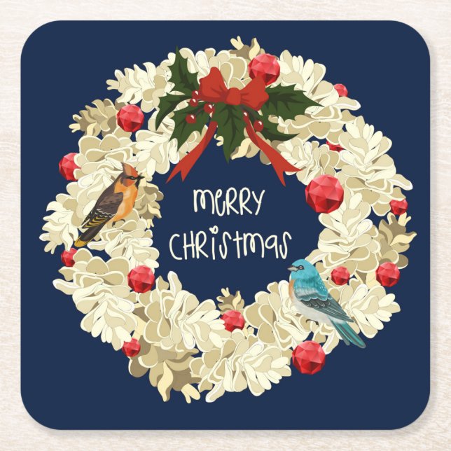 Schönes Weihnachtskranz-Untersetzer-Set Rechteckiger Pappuntersetzer (Vorderseite)