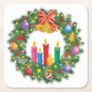 Schönes Weihnachtskranz-Untersetzer-Set Rechteckiger Pappuntersetzer
