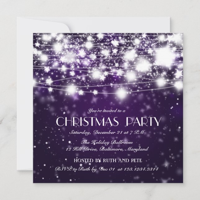 Schönes Weihnachtslied Shinters Party Lila Einladung (Vorderseite)