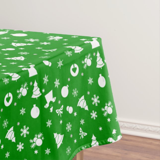Schönes Weihnachtsmuster auf grüner Tischdecke (Beispiel)