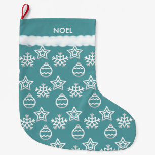 Schönes Weihnachtsmuster auf Türkis Großer Weihnachtsstrumpf