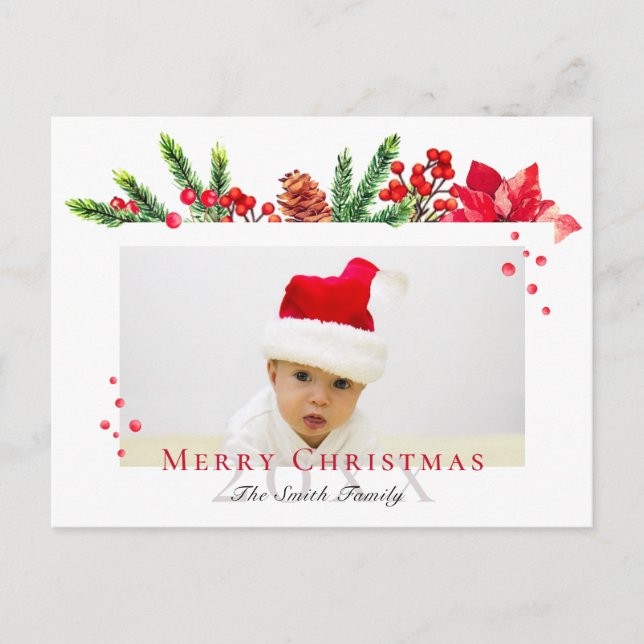 Schönes Weihnachtsrahmen Personalisiertes Foto Postkarte (Vorderseite)