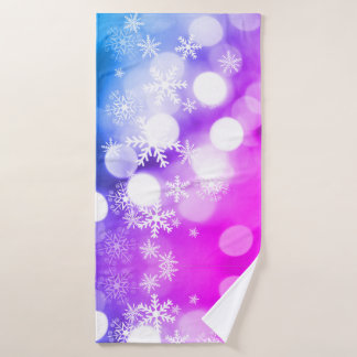 Schönes Weihnachtstuch mit Schneeflocken Badhandtuch Set