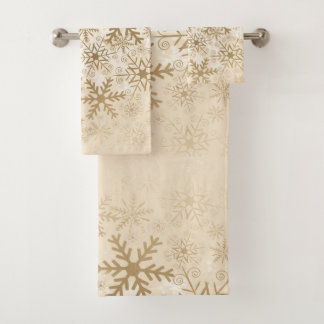 Schönes Weihnachtstuch mit Schneeflocken Badhandtuch Set